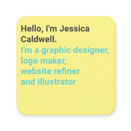 Small Minimal Modern Yellow And Teal Bold Graphic Design Square Business Invitations Front View