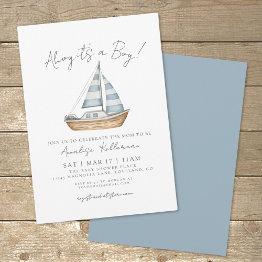 Small Minimal Nautical Baby Shower Invitation Front View