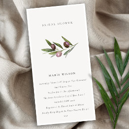 Small Minimal Olive Branch Foliage Bridal Shower Invite Front View