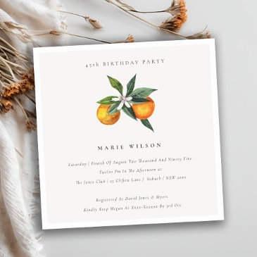 minimal orange boho fauna any age birthday invite