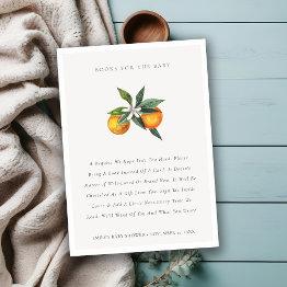 Small Minimal Orange Botanical Books For Baby Shower Enclosure Invitations Front View