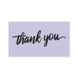 Small Minimal Script Typography Lavender Thank You Enclosure Invitations Front View