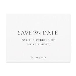 Small Minimal Script Wedding Non-photo Save The Date Announcement Postinvitations Front View