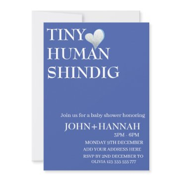 minimal tiny human shindig funny co-ed baby shower invitation