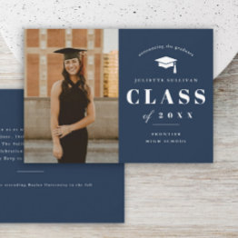 Small Minimal Type Photo Graduation Party Invitation Front View