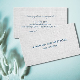 Small Minimal White Linen Texture Modern Professional Business Invitations Front View