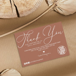 Small Minimal White Terracotta Script Customer Thank You Business Invitations Front View