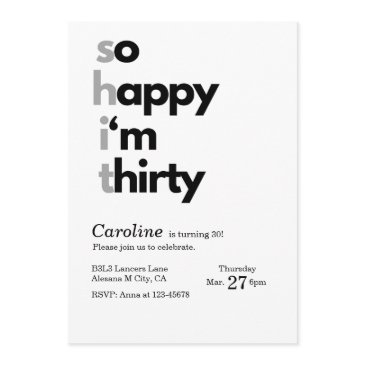 minimalist 30th birthday invitation so happy im 30