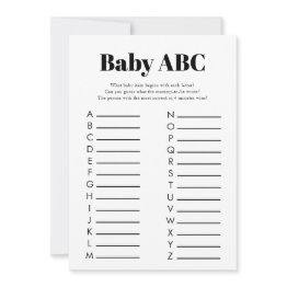 Small Minimalist Baby Shower Abc Game Invitation Front View