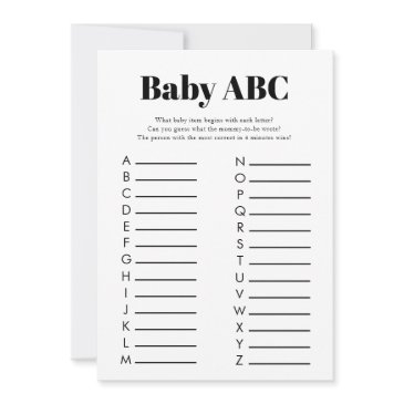 minimalist baby shower abc game invitation
