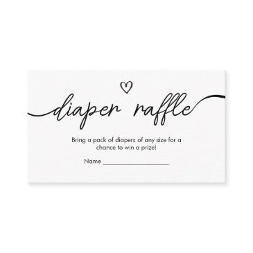 minimalist black and white diaper raffle enclosure invitations