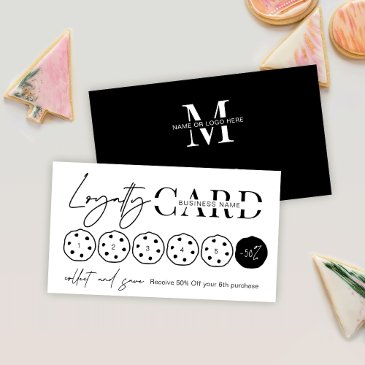 minimalist black modern script logo cookies bakery loyalty invitations