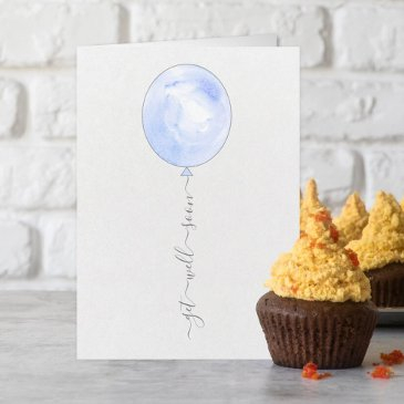 minimalist blue watercolor balloon get well soon invitations