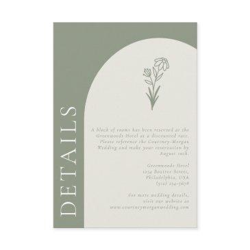 minimalist boho botanical sage wedding details enclosure invitations