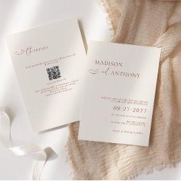 Small Minimalist Boho Qr Code Rsvp All In One Wedding Invitation Front View