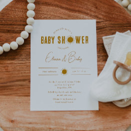 Small Minimalist Boho Sunshine Baby Shower Invitation Front View