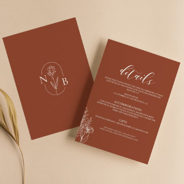 minimalist boho terracotta burnt orange wedding enclosure invitations