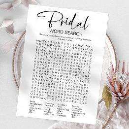 Small Minimalist Bridal Shower Word Search Game Invitation Front View