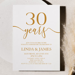 Small Minimalist Champagne 30th Wedding Anniversary Invitation Front View