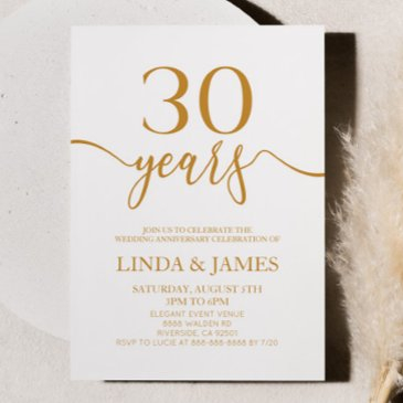 minimalist champagne 30th wedding anniversary invitation