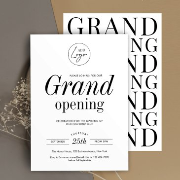 minimalist company logo simple chic grand opening invitation