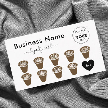 minimalist elegant brown coffee cups add your logo loyalty invitations