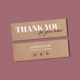 Small Minimalist Elegant Printed Kraft White Thank You Mini Business Invitations Front View