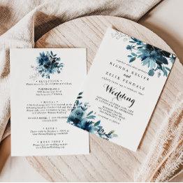 Small Minimalist Floral Front & Back Wedding Invitation Front View