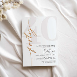 Small Minimalist Forty 40th Birthday Party Invitation Front View