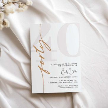 minimalist forty 40th birthday party invitation