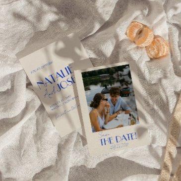 minimalist french whimsical retro photo wedding save the date