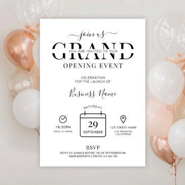 minimalist grand opening business launch invitation