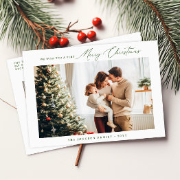 Small Minimalist Green Modern Family Christmas Holiday Postinvitations Front View
