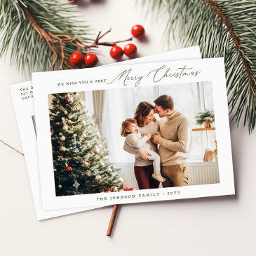 minimalist green modern family christmas holiday postinvitations