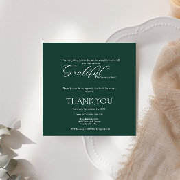 Small Minimalist Green & White Script Appreciation Invitation Front View