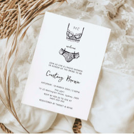 Small Minimalist Hand Drawn Lingerie Shower Invitation Front View