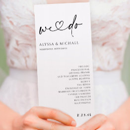 Small Minimalist Handwriting Simple Modern Wedding Program Front View