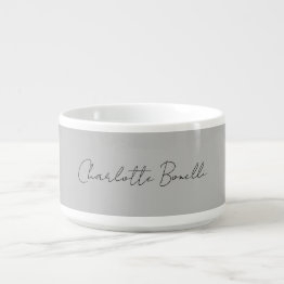 Small Minimalist Handwritten Script Name Grey Bowl Front View