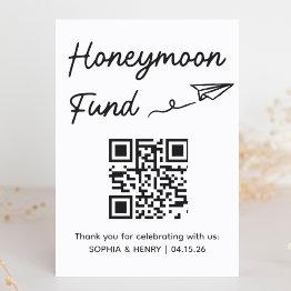 Small Minimalist Honeymoon Fund Qr Code Wedding Sign Front View