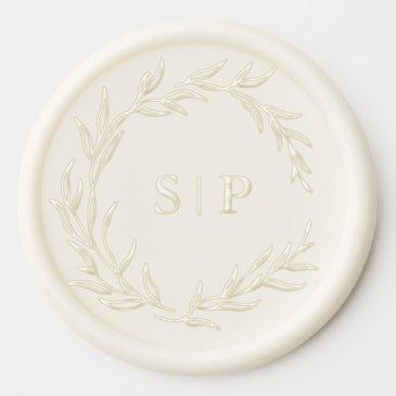 minimalist ivory and white modern wedding initials wax seal sticker