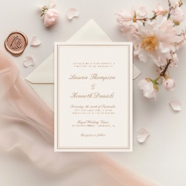 minimalist light taupe elegant calligraphy wedding invitation