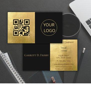 minimalist logo qr code gold foil business invitations