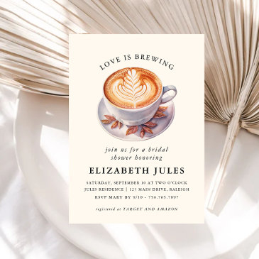 minimalist love is brewing coffee bridal shower invitation