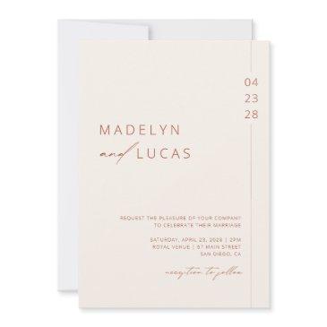 minimalist modern boho terracotta wedding invitation