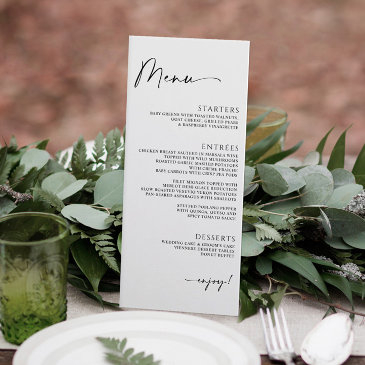 minimalist modern handwriting wedding dinner menu