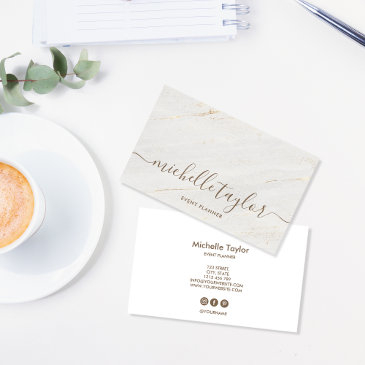 minimalist modern white marble gold signature business invitations