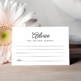 Small Minimalist New Parents Baby Shower Advice Card Front View