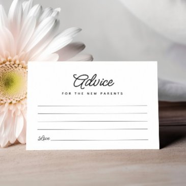 minimalist new parents baby shower advice card