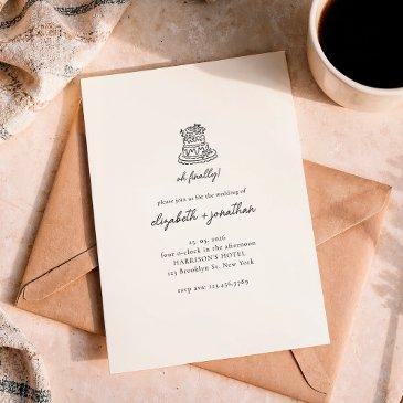 minimalist oh finally script wedding invitation