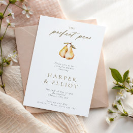 Small Minimalist Perfect Pear Botanical Couples Shower Invitation Front View